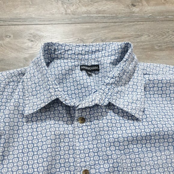 Markham 2XL Short Sleeve Mens Shirt Casual Soft Blue Office Vacation Beach Relax - Picture 3 of 8